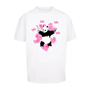 Túlméretes és vastag póló panda és szív mintával Merchcode Brandalised image-0