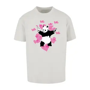 Túlméretes és vastag póló panda és szív mintával Merchcode Brandalised image-0