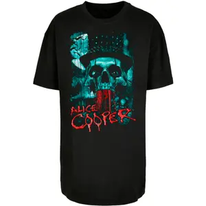 T-shirt oversized boyfriend para mulher Merchcode Alice cooper Skull Eyes image-0