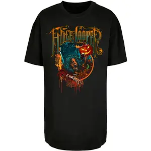 T-shirt oversized boyfriend para mulher Merchcode Alice cooper No One Gets Out Alive image-0