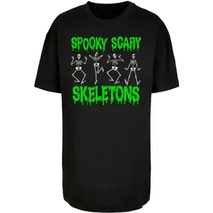 T-shirt de tamanho exagerado para mulheres Merchcode Spooky Scary Skeletons - Dance Boyfriend image-0