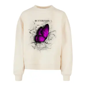 Sudadera oversized de cuello redondo para mujer Merchcode Butterflies image-0