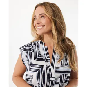 Ärmlös blus med geometriskt mönster dam Mexx image-4