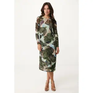 Long Sleeve Ruched Mesh Dress Women's Mexx image-1