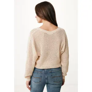 Women’s open-knit V-neck pullover Mexx Sequins image-3