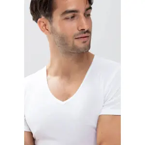 T-shirt com decote em V e elástico Mey Casual Cotton image-2