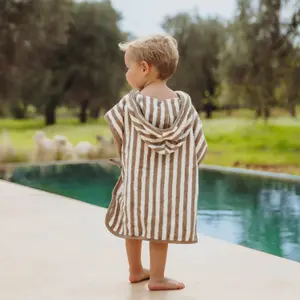 Poncho de bain bébé Meyco Baby Fat Stripe Taupe image-1
