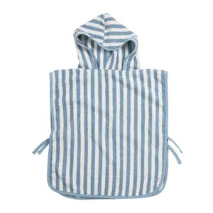 Poncho de bain bébé Meyco Baby Fat Stripe Blue image-0