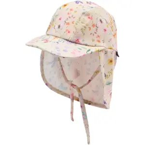 5-Panel Cap mit UV-Schutz Ohrenschutz für Baby Mädchen Mikk-Line AOP