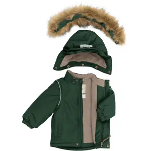 Waterproof jacket with faux fur for baby boy Mikk-Line Solid image-2