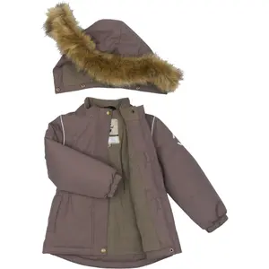Waterproof jacket with faux fur for kids Mikk-Line Solid image-4