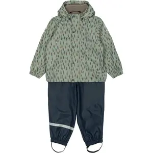 Recycled polar rain set with straps for baby Mikk-Line image-0