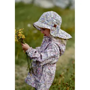 Summer hat with long collar for girls Mikk-Line AOP image-2