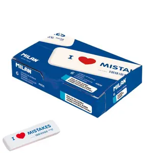 Box of 6 giant erasers Milan I Love Mistakes image-0