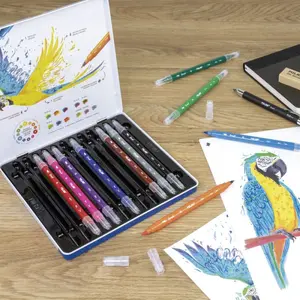 Doppelte Filzstifte in einer Metalldose Milan (x12) image-2