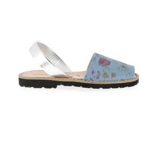 Girls' flower print leather sandals Minorquines Avarca image-0