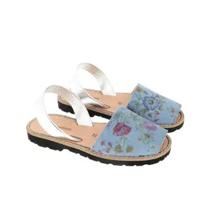 Girls' flower print leather sandals Minorquines Avarca image-1