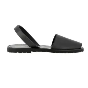 Black leather sandals for kids Minorquines Avarca image-0