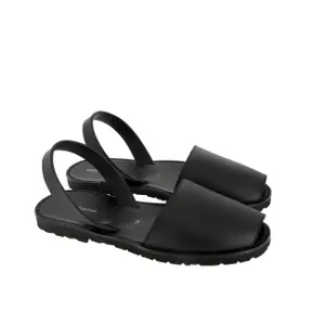 Black leather sandals for kids Minorquines Avarca image-2