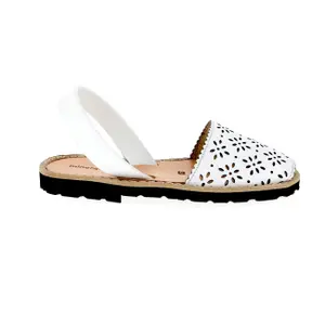 Leather perforated flower sandals for baby girl Minorquines Avarca image-0