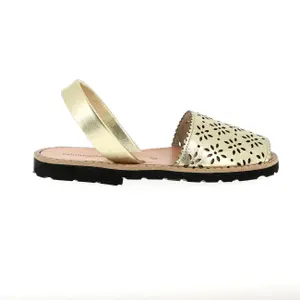 Leather perforated flower sandals for baby girl Minorquines Avarca image-0