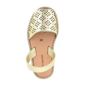 Leather perforated flower sandals for baby girl Minorquines Avarca image-1