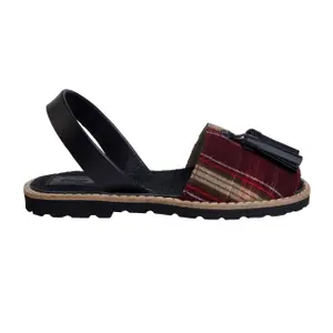 Tartan tassel sandals for girls Minorquines Avarca image-0