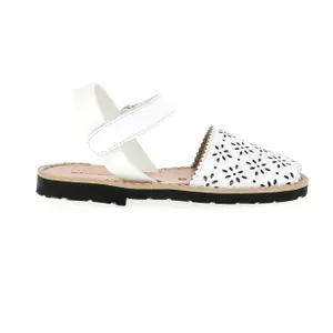Flower perforated leather sandals for baby girls Minorquines Avarca Velcro image-0