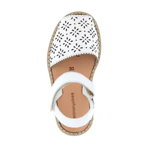 Flower perforated leather sandals for baby girls Minorquines Avarca Velcro image-2