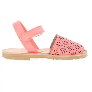 Perforated leather sandals for baby girls Minorquines Avarca velcro image-0