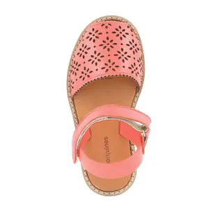 Perforated leather sandals for baby girls Minorquines Avarca velcro image-2