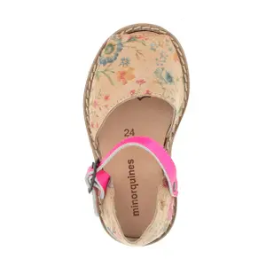 Leather floral sandals with rubber sole for baby girls Minorquines Frailera image-2