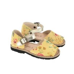 Flowered leather buckle sandals for baby girl Minorquines Frailera image-1