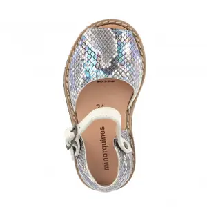 Baby girl sandals Minorquines Frailera Python Arc-en-Ciel image-1