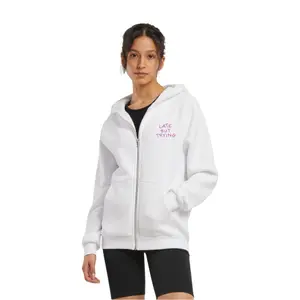 Sweatshirt à capuche zippé femme Miss Tee Late But Trying