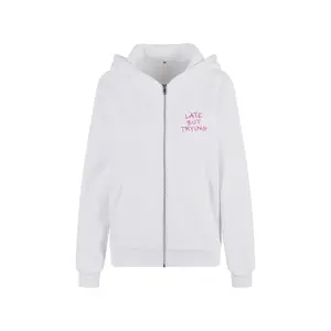 Sweatshirt à capuche zippé femme Miss Tee Late But Trying image-2