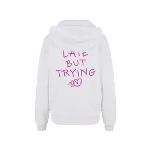 Sweatshirt à capuche zippé femme Miss Tee Late But Trying image-3