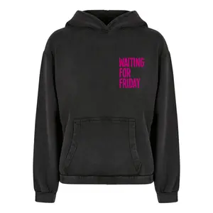 Oversized Hoodie Damen Mister Tee Waiting For Friday Acid Washed image-0