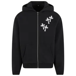Sweatshirt med huva och dragkedja Mister Tee Mary Cross Fluffy