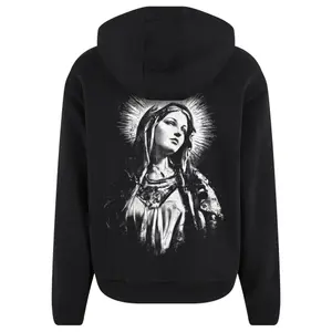 Sweatshirt med huva och dragkedja Mister Tee Mary Cross Fluffy image-1