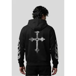 Hooded Sweatshirt Mister Tee Vintage Cross image-1
