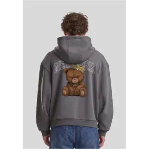 Felpa con cerniera a cappuccio Mister Tee NY Crowned Bear image-1