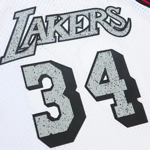 Los Angeles Lakers NBA Jersey Shaquille O’Neal Cracked Cement Swingman 1996 image-2