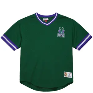 Maillot à col en V en maille Milwaukee Bucks Fashion Vintage Logo image-0