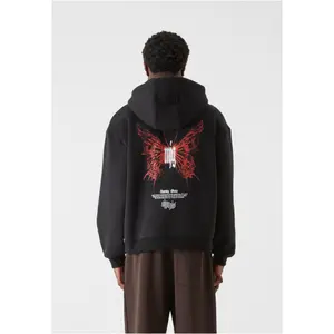 Oversized hooded sweatshirt MJ Gonzales Heavy - Inferno Butterfly image-1
