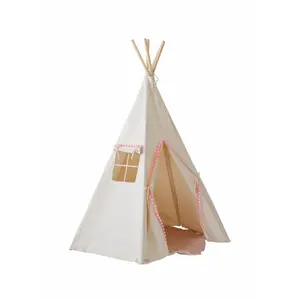 Tipi-Set mit Pompons und Kinderteppich Moi Mili "Fluffy Pompoms" image-0