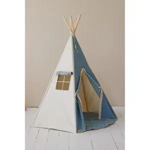 Children's tipi tent with pom-poms and ground sheet Moi Mili Jeans image-0