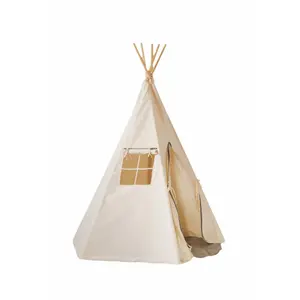 Ensemble tipi et tapis à pompons enfant Moi Mili "Pompons Gris" image-0