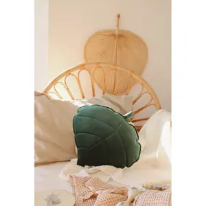 Velvet leaf pillow Moi Mili Green image-2