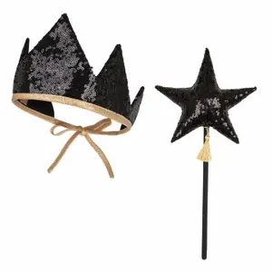 Crown and wand Moi Mili Black Sequins image-1